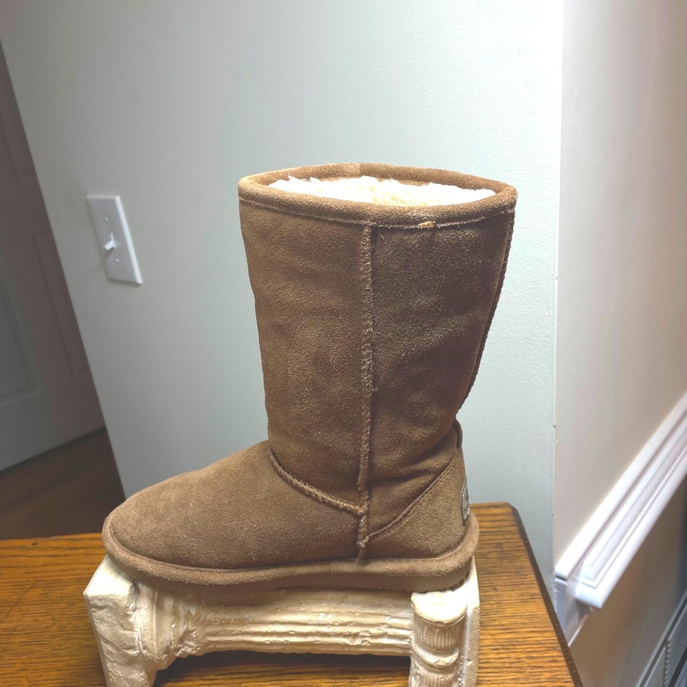 Bearpaw Emma Tall Youth Size 4 Hickory Brown Suede Sheepskin Lined Winter Boots - Picture 14 of 16